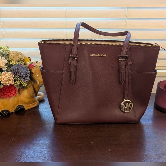 Michael Kors Burgundy Tote Bag